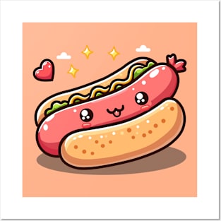 Cute Hotdog with Vegetable Posters and Art